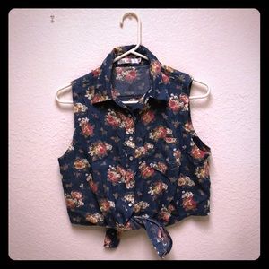 Floral button up crop top